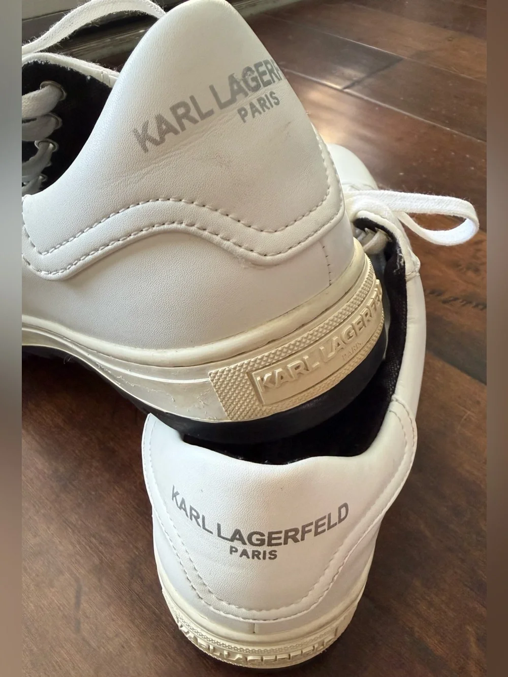Karl Lagerfeld Paris White Leather Sawtooth Lug Sneakers Men’s 9.5 42.5